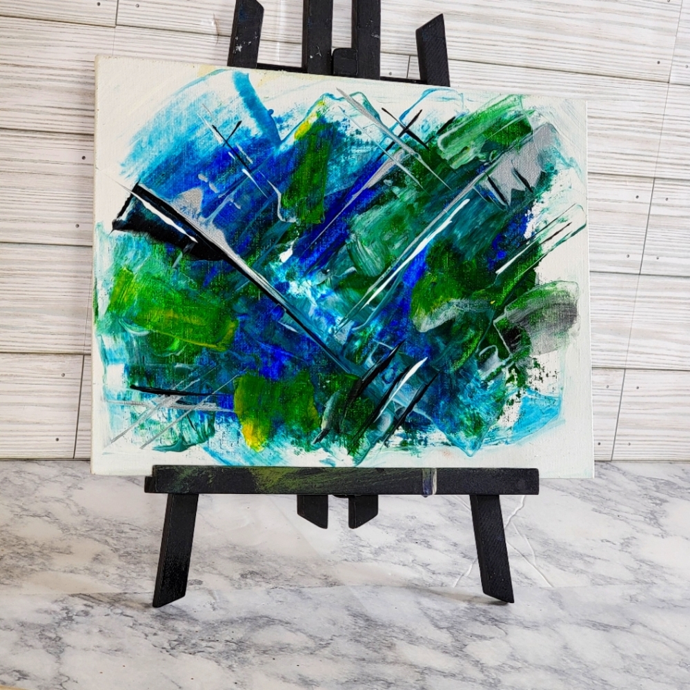 Art , Abstract paintings, 9x11 flat panel  , turquoise and green